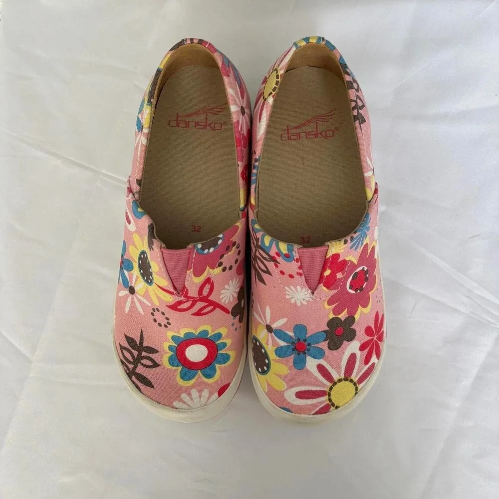 Dansko Pink Floral Print Slip On‎ Clogs Kids Size 32 (US 1)